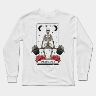 Deadlifts Tarot Card Occult Workout Esoteric Gothic Goth Gym Long Sleeve T-Shirt